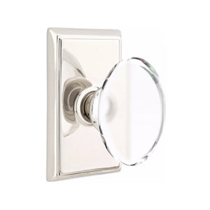 HAMPTON GLASS (HT) PASSAGE (HALL/CLOSET) KNOB WITH 2-3/8" BACKSET AND 1/4" FACEPLATE AND STRIKEPLATE WITH TRADITIONAL ROSETTE
