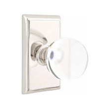 Load image into Gallery viewer, BRISTOL GLASS (BL) PASSAGE (HALL/CLOSET) KNOB WITH 2-3/8&quot; BACKSET AND 1/4&quot; ROUND FACEPLATE AND STRIKEPLATE WITH TRADITIONAL ROSETTE
