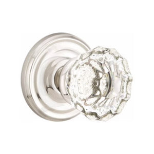 ASTORIA GLASS (AS) PASSAGE (HALL/CLOSET) KNOB WITH 2-3/8" BACKSET AND 1/4" ROUND FACEPLATE AND STRIKEPLATE