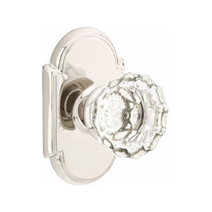 ASTORIA GLASS (AS) PASSAGE (HALL/CLOSET) KNOB WITH 2-3/8" BACKSET AND 1/4" ROUND FACEPLATE AND STRIKEPLATE
