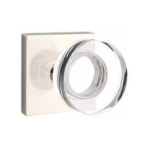 MODERN DISC GLASS (MDC) PRIVACY (BED/BATH) KNOB WITH 2-3/8" BACKSET AND 1/4" ROUND FACEPLATE AND STRIKEPLATE