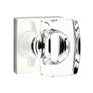WINDSOR GLASS (WS) PASSAGE (HALL/CLOSET) KNOB WITH 2-3/8" BACKSET AND 1/4" ROUND FACEPLATE AND STRIKEPLATE WITH MODERN ROSETTE