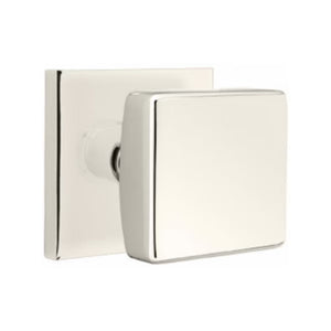 SQUARE (SQU) PRIVACY (BED/BATH) KNOB WITH 2-3/8" BACKSET AND 1/4" ROUND FACEPLATE AND STRIKEPLATE
