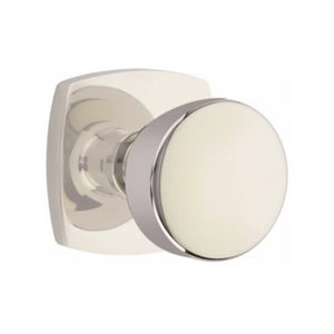 URBAN MODERN SECTIONAL POLISHED NICKEL (US14) HANDLESET SINGLE-CYLINDER [4715] W/ 2-3/8" BACKSET AND 1/4" ROUND FACEPLATE AND STRIKEPLATE W/ INTERIOR KNOB