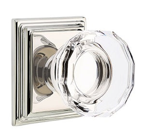 LOWELL GLASS (LW) PASSAGE (HALL/CLOSET) KNOB WITH 2-3/8" BACKSET AND 1/4" ROUND FACEPLATE AND STRIKEPLATE