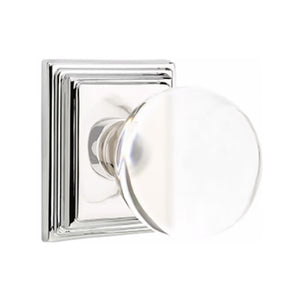 BRISTOL GLASS (BL) PASSAGE (HALL/CLOSET) KNOB WITH 2-3/8" BACKSET AND 1/4" ROUND FACEPLATE AND STRIKEPLATE WITH TRADITIONAL ROSETTE