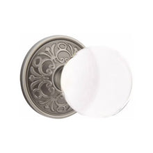 Load image into Gallery viewer, BRISTOL GLASS (BL) PASSAGE (HALL/CLOSET) KNOB WITH 2-3/8&quot; BACKSET AND 1/4&quot; ROUND FACEPLATE AND STRIKEPLATE WITH TRADITIONAL ROSETTE
