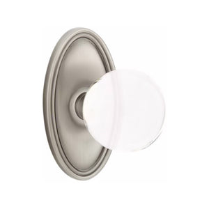 BRISTOL GLASS (BL) PASSAGE (HALL/CLOSET) KNOB WITH 2-3/8" BACKSET AND 1/4" ROUND FACEPLATE AND STRIKEPLATE WITH TRADITIONAL ROSETTE