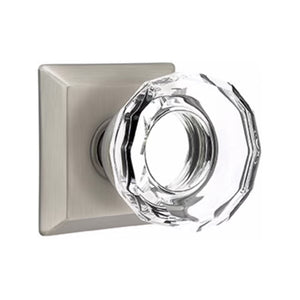 LOWELL GLASS (LW) PRIVACY (BED/BATH) KNOB WITH 2-3/8" BACKSET AND 1/4" ROUND FACEPLATE AND STRIKEPLATE
