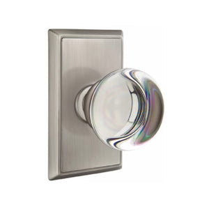 PROVIDENCE GLASS (PC) PRIVACY (BED/BATH) KNOB WITH 2-3/8" BACKSET AND 1/4" ROUND FACEPLATE AND STRIKEPLATE