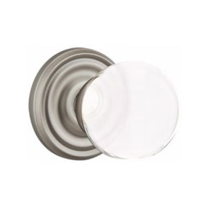 BRISTOL GLASS (BL) PASSAGE (HALL/CLOSET) KNOB WITH 2-3/8" BACKSET AND 1/4" ROUND FACEPLATE AND STRIKEPLATE WITH TRADITIONAL ROSETTE