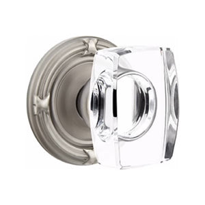 WINDSOR GLASS (WS) PASSAGE (HALL/CLOSET) KNOB WITH 2-3/8" BACKSET AND 1/4" ROUND FACEPLATE AND STRIKEPLATE WITH TRADITIONAL ROSETTE