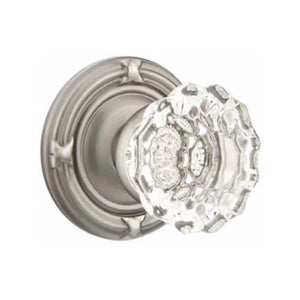ASTORIA GLASS (AS) PASSAGE (HALL/CLOSET) KNOB WITH 2-3/8" BACKSET AND 1/4" ROUND FACEPLATE AND STRIKEPLATE