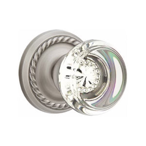 GEORGETOWN GLASS (GT) PRIVACY (BED/BATH) KNOB WITH 2-3/8" BACKSET AND 1/4" ROUND FACEPLATE AND STRIKEPLATE