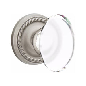 HAMPTON GLASS (HT) PRIVACY (BED/BATH) KNOB WITH 2-3/8" BACKSET AND 1/4" FACEPLATE AND STRIKEPLATE WITH TRADITIONAL ROSETTE