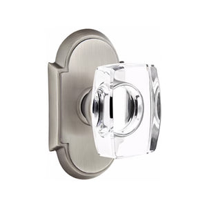 WINDSOR GLASS (WS) PASSAGE (HALL/CLOSET) KNOB WITH 2-3/8" BACKSET AND 1/4" ROUND FACEPLATE AND STRIKEPLATE WITH TRADITIONAL ROSETTE