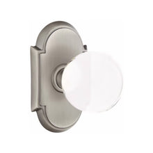 Load image into Gallery viewer, BRISTOL GLASS (BL) PASSAGE (HALL/CLOSET) KNOB WITH 2-3/8&quot; BACKSET AND 1/4&quot; ROUND FACEPLATE AND STRIKEPLATE WITH TRADITIONAL ROSETTE
