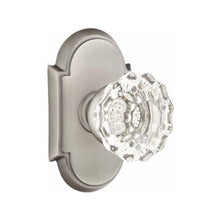 Load image into Gallery viewer, ASTORIA GLASS (AS) PRIVACY (BED/BATH) KNOB WITH 2-3/8&quot; BACKSET AND 1/4&quot; ROUND FACEPLATE AND STRIKEPLATE
