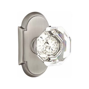 OLD TOWN GLASS (OT) PRIVACY (BED/BATH) KNOB WITH 2-3/8" BACKSET AND 1/4" ROUND FACEPLATE AND STRIKEPLATE
