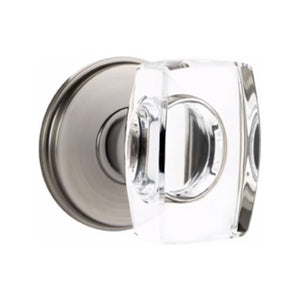 WINDSOR GLASS (WS) PRIVACY (BED/BATH) KNOB WITH 2-3/8" BACKSET AND 1/4" ROUND FACEPLATE AND STRIKEPLATE WITH TRADITIONAL ROSETTE