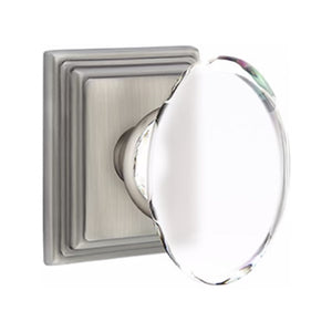 HAMPTON GLASS (HT) PASSAGE (HALL/CLOSET) KNOB WITH 2-3/8" BACKSET AND 1/4" FACEPLATE AND STRIKEPLATE WITH TRADITIONAL ROSETTE