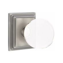 Load image into Gallery viewer, BRISTOL GLASS (BL) PASSAGE (HALL/CLOSET) KNOB WITH 2-3/8&quot; BACKSET AND 1/4&quot; ROUND FACEPLATE AND STRIKEPLATE WITH TRADITIONAL ROSETTE
