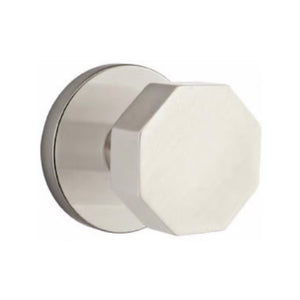 OCTAGON (OCT) PRIVACY (BED/BATH) KNOB WITH 2-3/8" BACKSET AND 1/4" ROUND FACEPLATE AND STRIKEPLATE