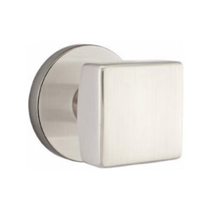 SQUARE (SQU) PRIVACY (BED/BATH) KNOB WITH 2-3/8" BACKSET AND 1/4" ROUND FACEPLATE AND STRIKEPLATE