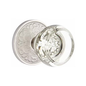 GEORGETOWN GLASS (GT) PASSAGE (HALL/CLOSET) KNOB WITH 2-3/8" BACKSET AND 1/4" ROUND FACEPLATE AND STRIKEPLATE