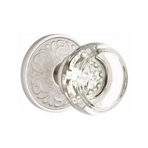 GEORGETOWN GLASS (GT) PRIVACY (BED/BATH) KNOB WITH 2-3/8" BACKSET AND 1/4" ROUND FACEPLATE AND STRIKEPLATE