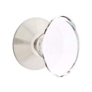 HAMPTON GLASS (HT) PASSAGE (HALL/CLOSET) KNOB WITH 2-3/8" BACKSET AND 1/4" ROUND FACEPLATE AND STRIKEPLATE WITH MODERN ROSETTE