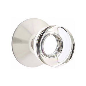 MODERN DISC GLASS (MDC) PRIVACY (BED/BATH) KNOB WITH 2-3/8" BACKSET AND 1/4" ROUND FACEPLATE AND STRIKEPLATE