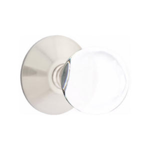 BRISTOL GLASS (BL) PASSAGE (HALL/CLOSET) KNOB WITH 2-3/8" BACKSET AND 1/4" ROUND FACEPLATE AND STRIKEPLATE WITH MODERN ROSETTE