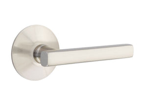 FREESTONE (FRL) PRIVACY (BED/BATH) LEVER WITH 2-3/8" BACKSET AND 1/4" ROUND FACEPLATE AND STRIKEPLATE
