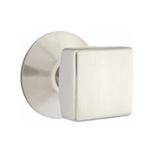 SQUARE (SQU) PRIVACY (BED/BATH) KNOB WITH 2-3/8" BACKSET AND 1/4" ROUND FACEPLATE AND STRIKEPLATE