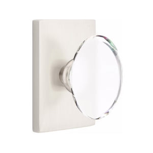 HAMPTON GLASS (HT) PASSAGE (HALL/CLOSET) KNOB WITH 2-3/8" BACKSET AND 1/4" ROUND FACEPLATE AND STRIKEPLATE WITH MODERN ROSETTE