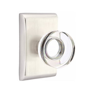 MODERN DISC GLASS (MDC) PRIVACY (BED/BATH) KNOB WITH 2-3/8" BACKSET AND 1/4" ROUND FACEPLATE AND STRIKEPLATE