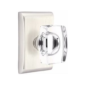 WINDSOR GLASS (WS) PASSAGE (HALL/CLOSET) KNOB WITH 2-3/8" BACKSET AND 1/4" ROUND FACEPLATE AND STRIKEPLATE WITH MODERN ROSETTE