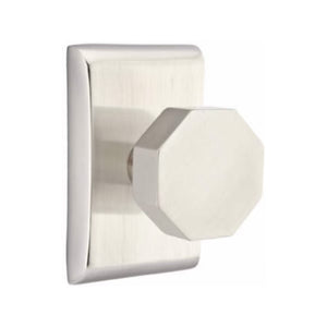 OCTAGON (OCT) PRIVACY (BED/BATH) KNOB WITH 2-3/8" BACKSET AND 1/4" ROUND FACEPLATE AND STRIKEPLATE