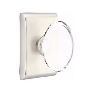 HAMPTON GLASS (HT) PASSAGE (HALL/CLOSET) KNOB WITH 2-3/8" BACKSET AND 1/4" ROUND FACEPLATE AND STRIKEPLATE WITH MODERN ROSETTE