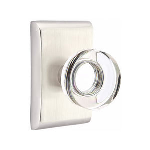 MODERN DISC GLASS (MDC) PASSAGE (HALL/CLOSET) KNOB WITH 2-3/8" BACKSET AND 1/4" ROUND FACEPLATE AND STRIKEPLATE