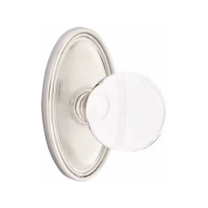 BRISTOL GLASS (BL) PRIVACY (BED/ BATH) KNOB WITH 2-3/8" BACKSET AND 1/4" ROUND FACEPLATE AND STRIKEPLATE WITH TRADITIONAL ROSETTE