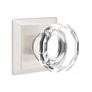 LOWELL GLASS (LW) PASSAGE (HALL/CLOSET) KNOB WITH 2-3/8" BACKSET AND 1/4" ROUND FACEPLATE AND STRIKEPLATE
