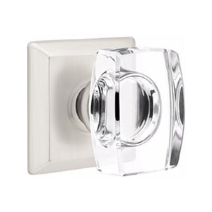 WINDSOR GLASS (WS) PRIVACY (BED/BATH) KNOB WITH 2-3/8" BACKSET AND 1/4" ROUND FACEPLATE AND STRIKEPLATE WITH TRADITIONAL ROSETTE