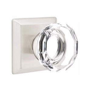 LOWELL GLASS (LW) PRIVACY (BED/BATH) KNOB WITH 2-3/8" BACKSET AND 1/4" ROUND FACEPLATE AND STRIKEPLATE