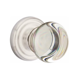 PROVIDENCE GLASS (PC) PASSAGE (HALL/CLOSET) KNOB WITH 2-3/8" BACKSET AND 1/4" ROUND FACEPLATE AND STRIKEPLATE