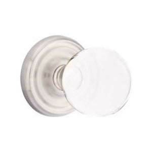 BRISTOL GLASS (BL) PASSAGE (HALL/CLOSET) KNOB WITH 2-3/8" BACKSET AND 1/4" ROUND FACEPLATE AND STRIKEPLATE WITH TRADITIONAL ROSETTE