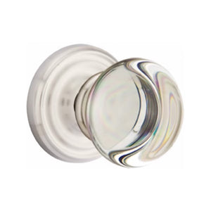 PROVIDENCE GLASS (PC) PRIVACY (BED/BATH) KNOB WITH 2-3/8" BACKSET AND 1/4" ROUND FACEPLATE AND STRIKEPLATE