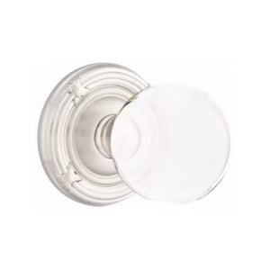 BRISTOL GLASS (BL) PRIVACY (BED/ BATH) KNOB WITH 2-3/8" BACKSET AND 1/4" ROUND FACEPLATE AND STRIKEPLATE WITH TRADITIONAL ROSETTE