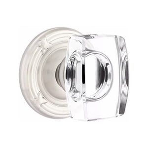 WINDSOR GLASS (WS) PRIVACY (BED/BATH) KNOB WITH 2-3/8" BACKSET AND 1/4" ROUND FACEPLATE AND STRIKEPLATE WITH TRADITIONAL ROSETTE